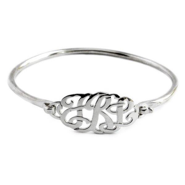 Sterling Silver Monogram Bangle Bracelet | ForAllGifts