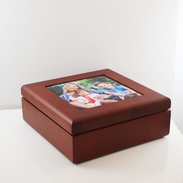 Personalized Photo Keepsake Box in Mahogany Finish ForAllGifts