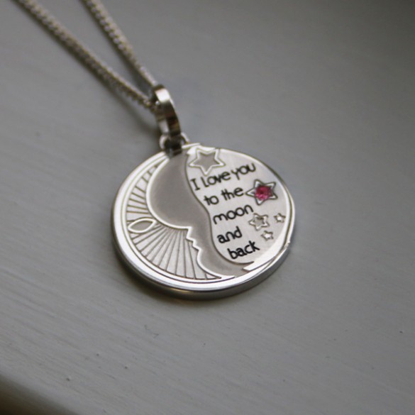 I Love You To The Moon & Back Birthstone Pendant | ForAllGifts