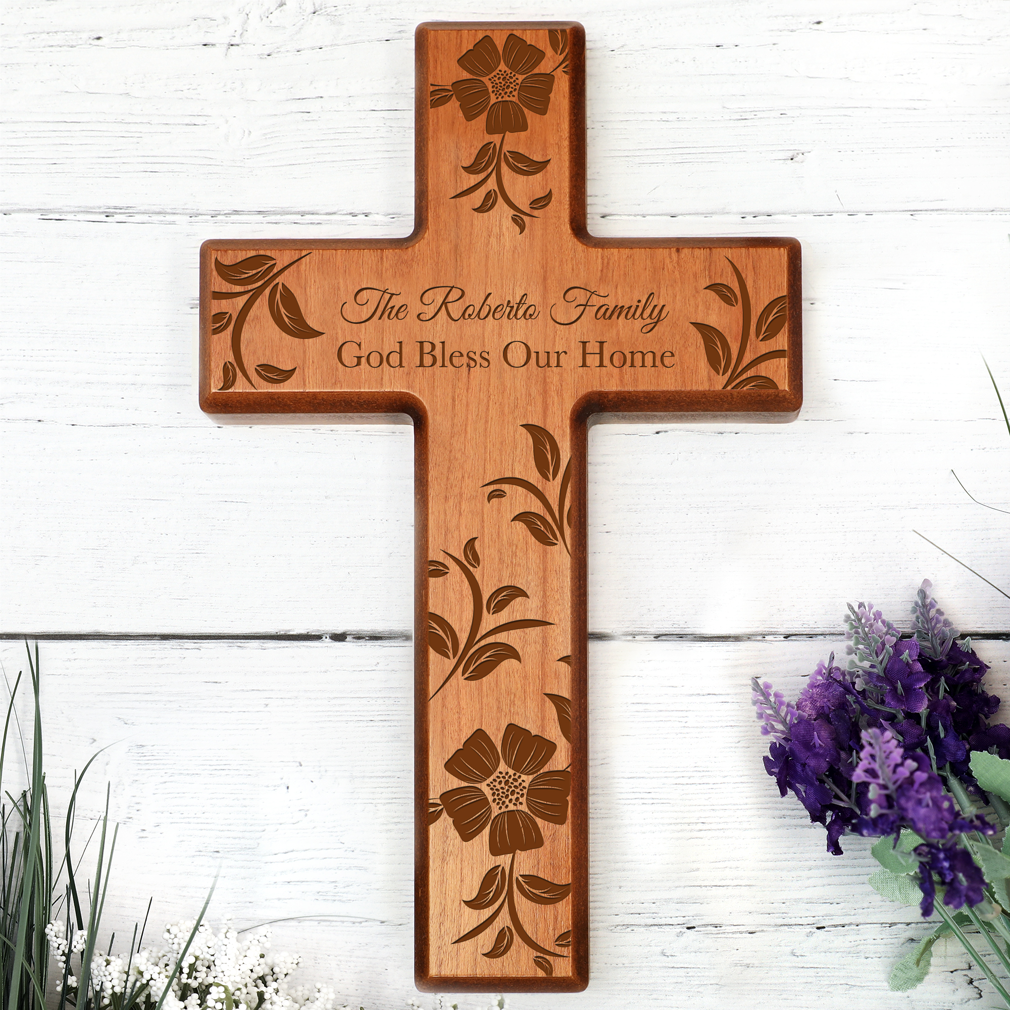 Custom Bless Our Home Wood Cross