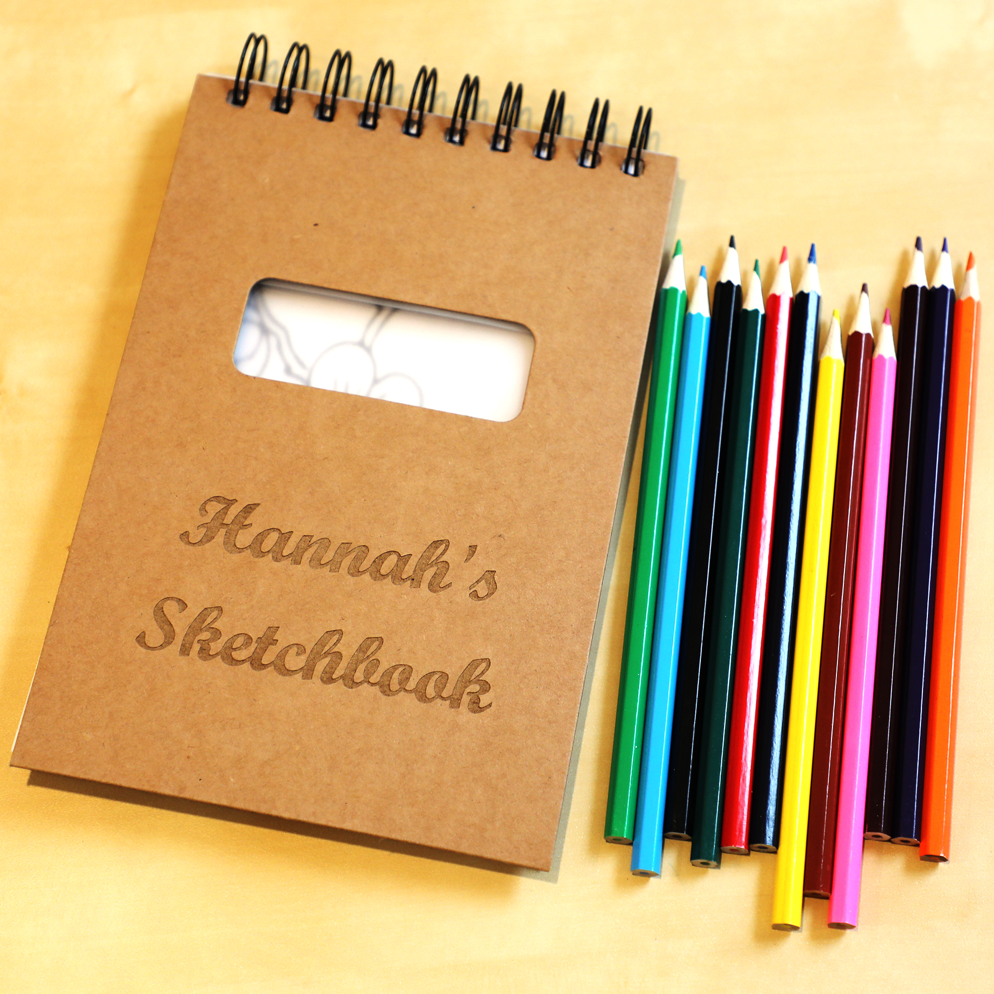 Personalized Coloring Book Sketch Pad with Colored Pencils
