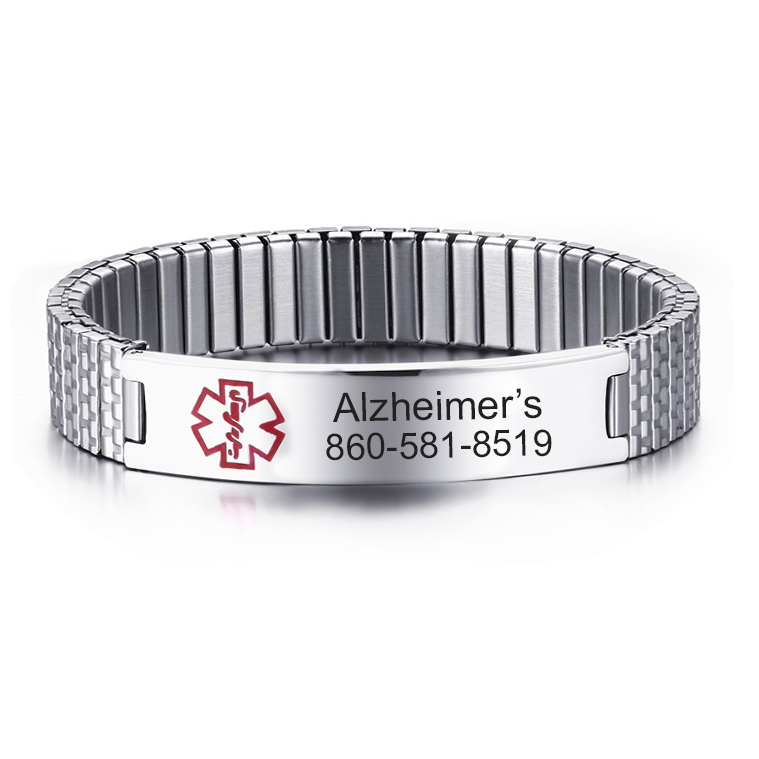 Fancy Steel Chain Pre-Engraved & Customizable Women's Lung Disease Medical Alert Bracelet My Identity Doctor 