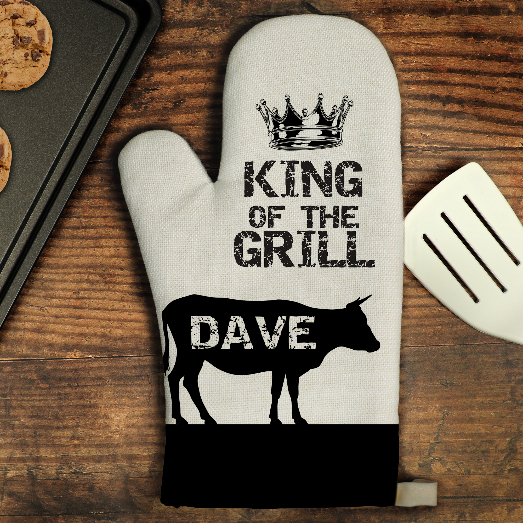 King of the Grill Personalized embroidered potholders, custom oven mit